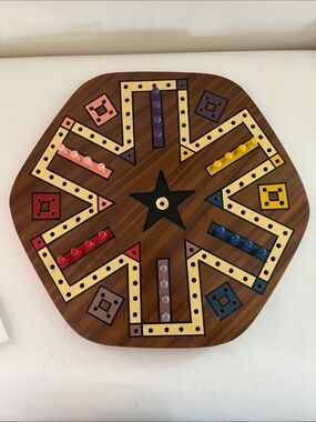 Vintage Handmade Fast Track Board Game — Multicolor Peg Set